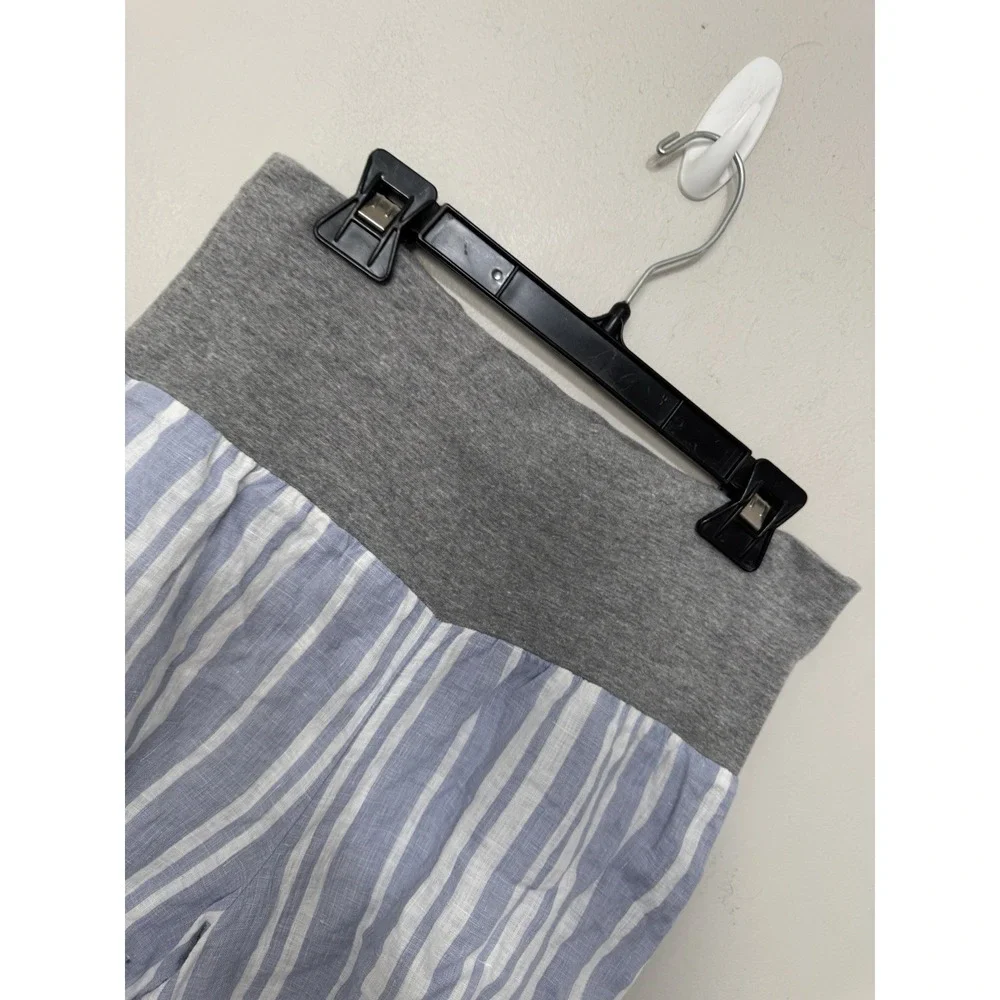Sundance Foldover‎ Shorts Womens Size S Striped Linen Coastal Preppy Nautical